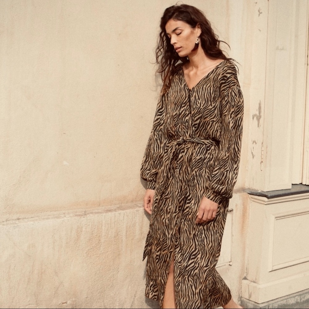 NANUSHKA Oasis wrap-effect printed georgette midi dress size M CL